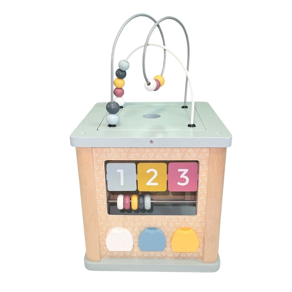 Bigjigs Wooden Activity Cube Shape Sorter Bead Maze Sensory Toy 1 Year+